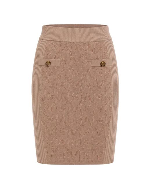 Guess Natural Hermione Monogram-Pattern Midi Skirt