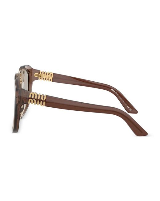 Miu Miu Brown Geometric-Frame Sunglasses