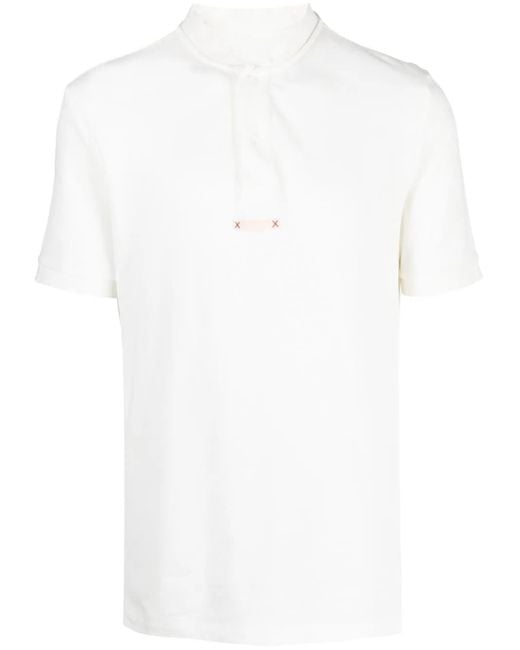 Maison Margiela White Collarless Polo Shirt for men