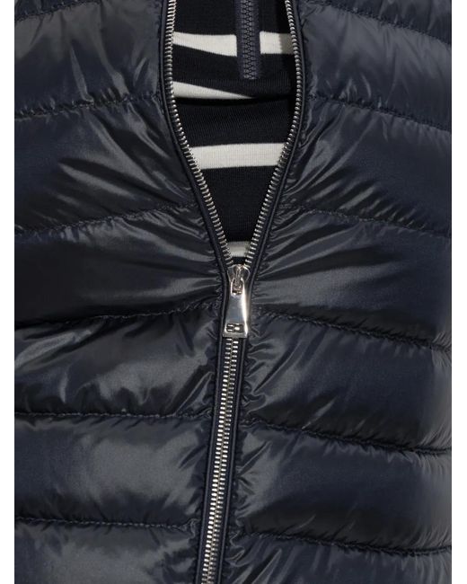 Moncler Blue Quilted Stand-Up Collar Cardigan