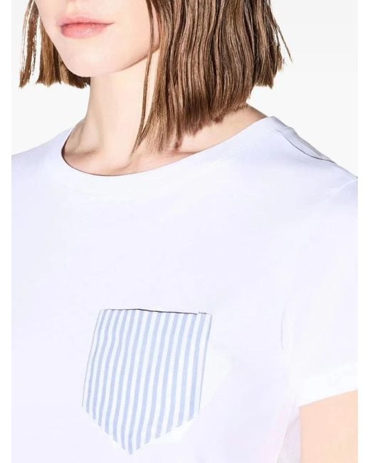 ARMANI EXCHANGE White Striped-Pocket T-Shirt
