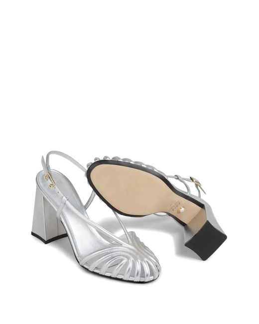 ALEVI White Strappy Heeled Pumps