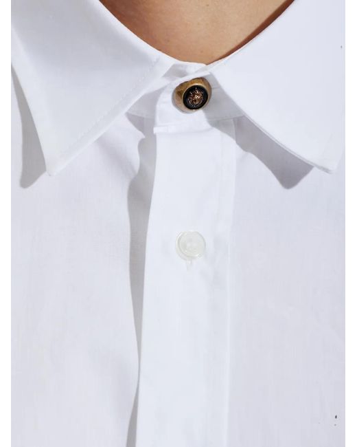 Balmain White Lion-Head Button Shirt for men