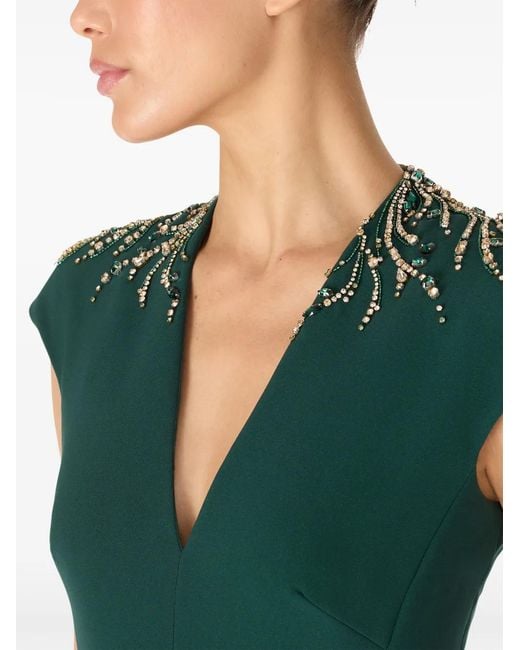 Jenny Packham Green Ardila Crystal-Embellished Midi Dress