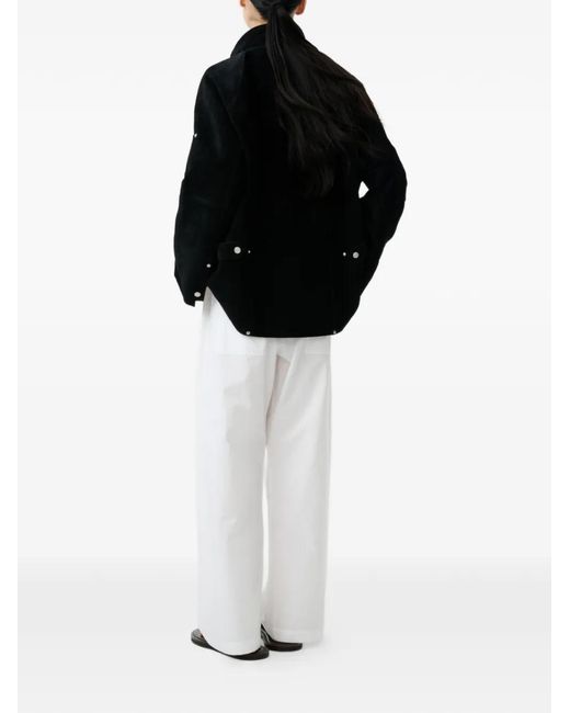 Studio Nicholson Black Dash Press-Stud Suede Jacket
