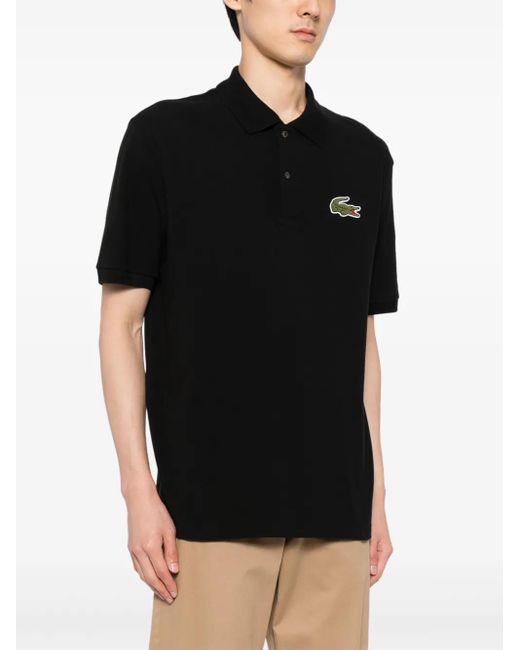Lacoste Black Logo-Appliqué Polo Shirt