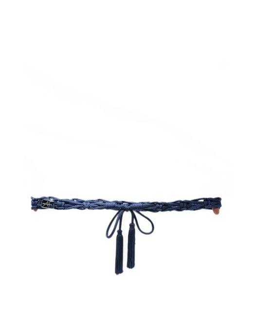 Alberta Ferretti Blue Braided Tassel-Detail Belt