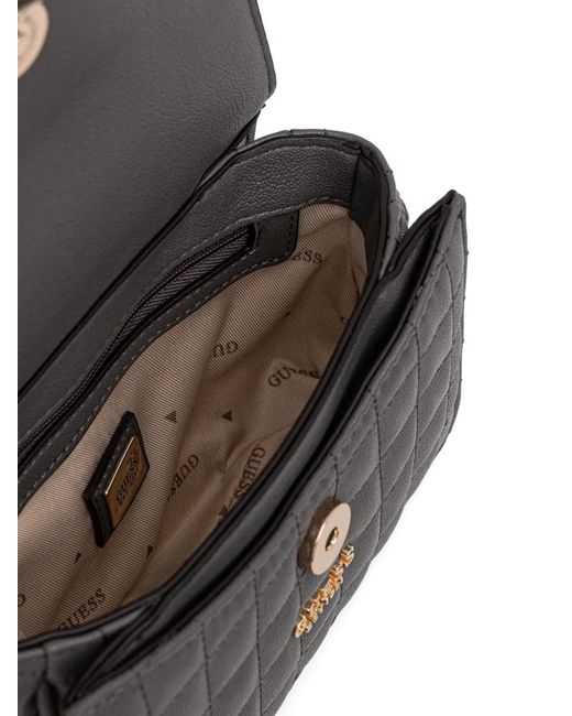 Guess Black Nadira Quilted Cross Body Bag