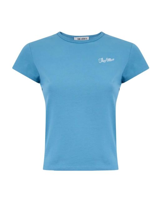 The Attico Blue T-Shirt Mit Logo-Stickerei