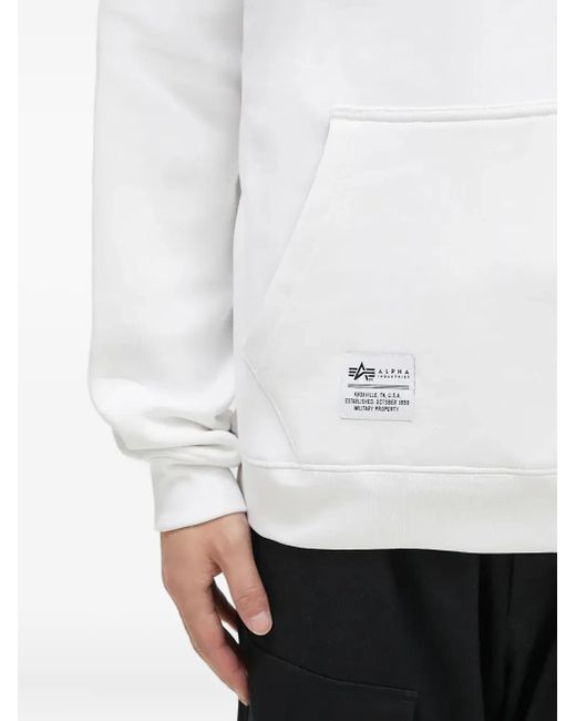 Alpha Industries White Logo Hooded Hoodie for men
