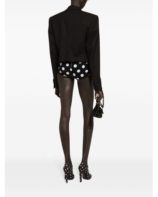 Dolce & Gabbana Black Polka Dot-pattern High-waisted Shorts