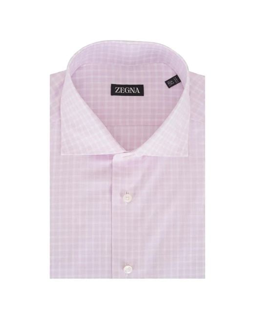 Zegna Pink Checked Dress Shirt for men