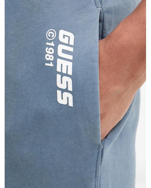 Guess Blue Logo-Print Drawstring Track Pants for men