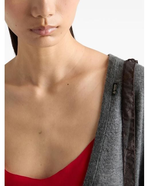 Prada Gray Cashmere V-Neck Sweater