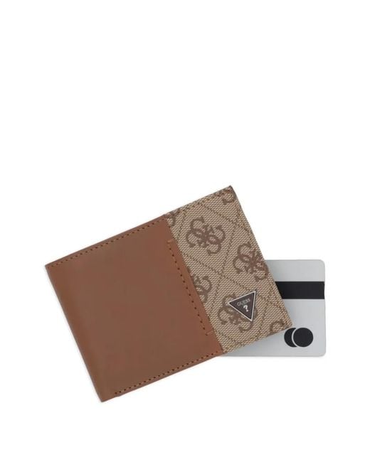 Guess Brown Milano Logo-Print Wallet for men