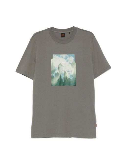 Boss Gray Graphic T-Shirt for men