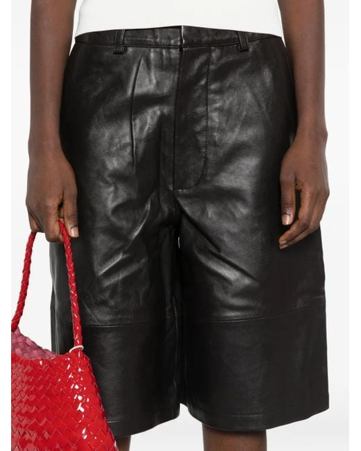 Frankie Shop Gray Olivia Panelled Leather Shorts