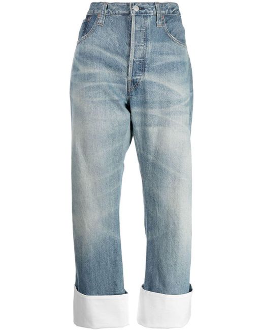Junya Watanabe Denim Cropped Turn-up Hem Jeans in Blue | Lyst