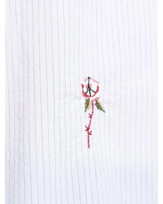 AllSaints White Portman Floral-Embroidered Shirt for men