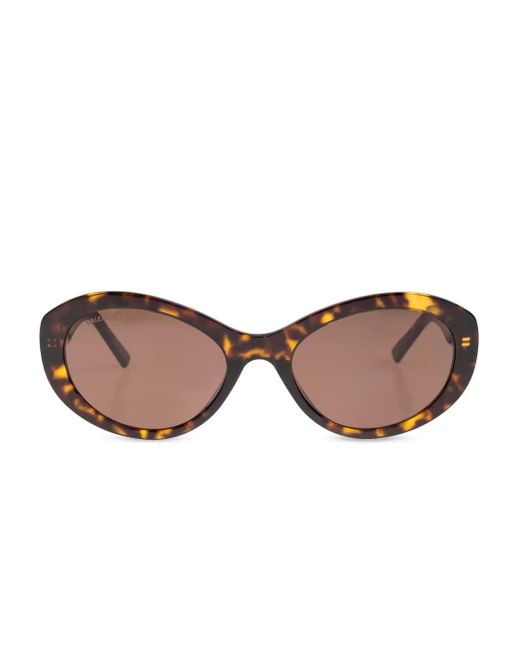 Balenciaga Brown Oval-Frame Tortoiseshell Sunglasses