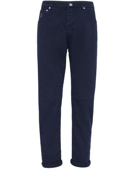 Brunello Cucinelli Blue Straight-leg Cotton Trousers for men