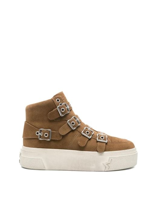 Ash Brown Starmoon Buckle-Strap Sneakers
