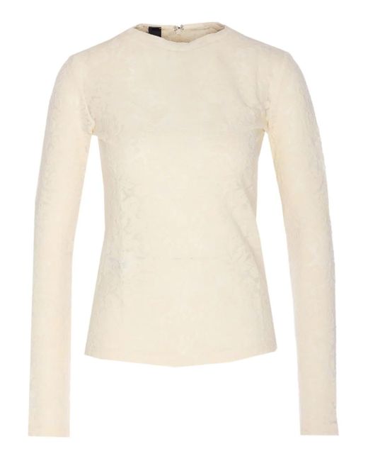 Pinko Natural Marinara Zip Crew-Neck Top