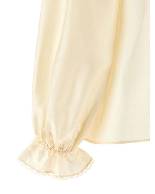 Zimmermann Zijden Blouse Met Ruches in het Natural