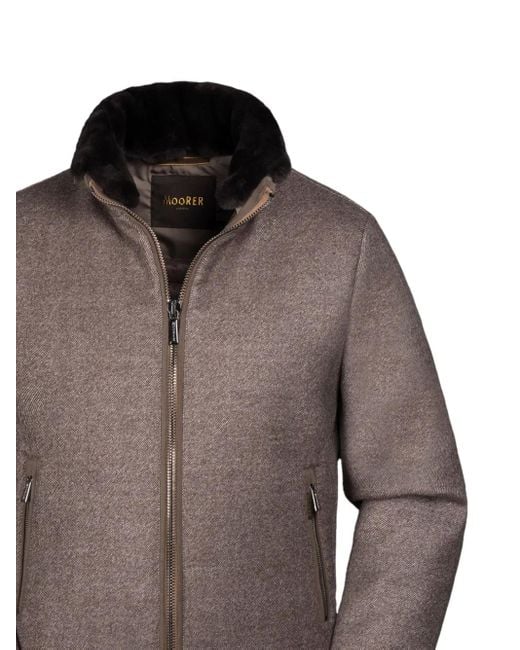 Moorer Brown Bellati Wool Bomber Jacket for men