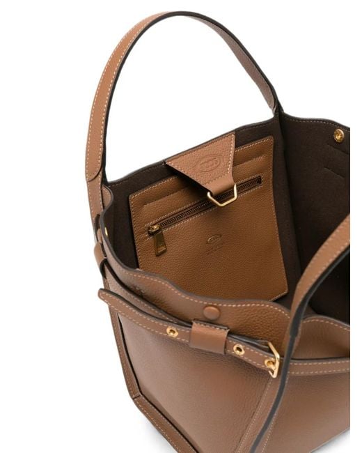 Tod's Brown Small T Signature Leather Tote Bag