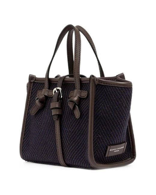 Gianni Chiarini Black Small Miss Marcella Herringbone-Knit Tote Bag
