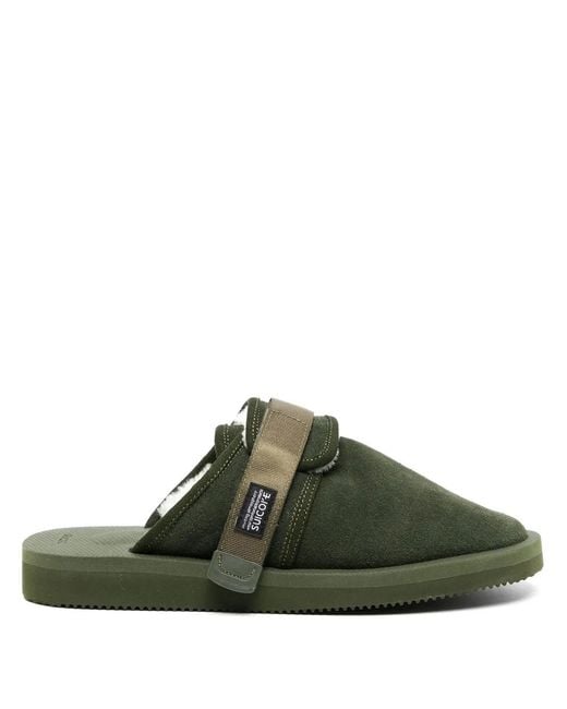 Suicoke Green Zavo-Mab Shearling-Lined Slippers