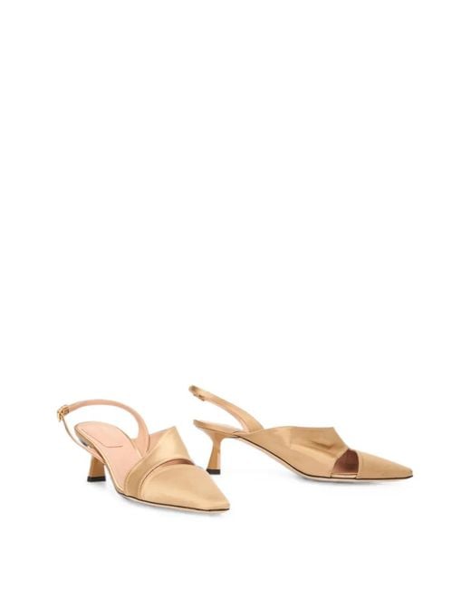 Alberta Ferretti Natural Pointed-Toe Slingback Pumps