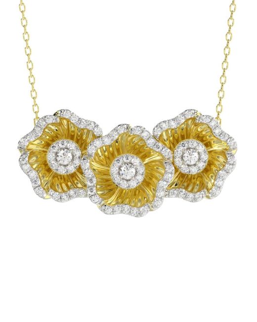 Marchesa Metallic 18kt Yellow Gold Floral Diamond Necklace