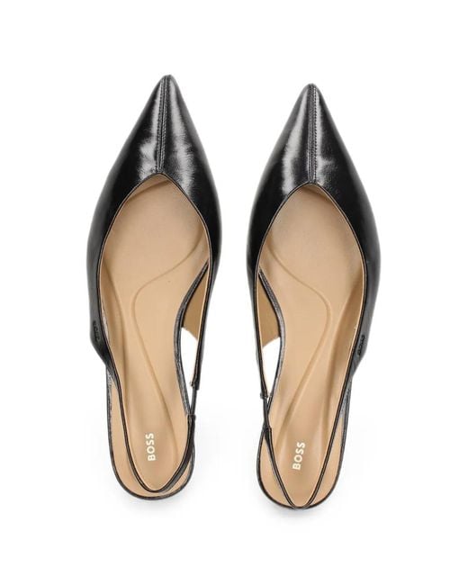 Boss Black Slingback Leather Pumps