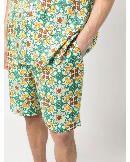 Drole de Monsieur Green Faïence Printed Shorts for men