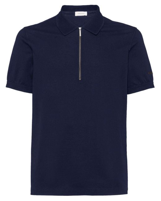 Polo en coton à col zippé Ferragamo pour homme en coloris Blue
