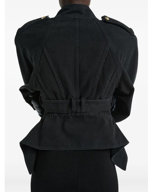 Balmain Black Denim Peplum Jacket