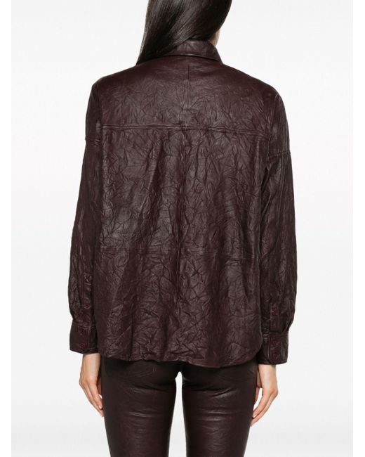 Zadig & Voltaire Brown Tamara Crinkled Leather Shirt