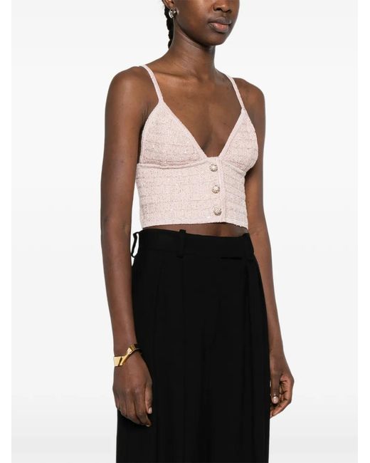 Alessandra Rich Natural Buttoned Top