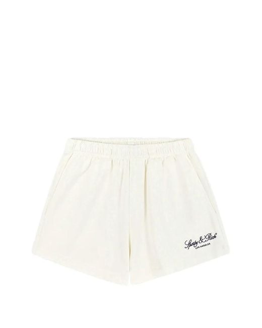 Sporty & Rich White Logo-Print Elasticated-Waist Shorts