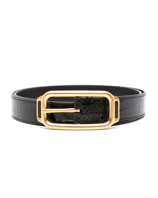 Tom Ford Black Crocodile-Effect Leather Belt for men