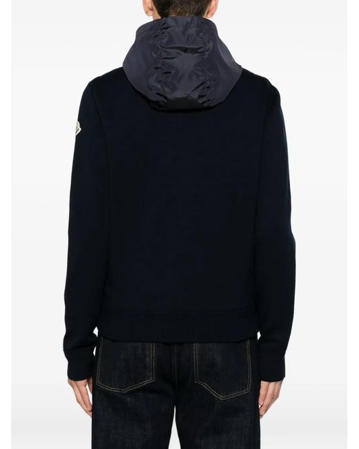 Moncler Blue Logo-Patch Hoodie for men