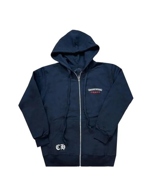 Chrome Hearts Blue American Flag-Print Fleece Hoodie for men