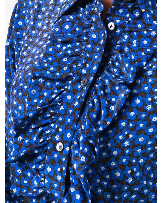 P.A.R.O.S.H. Blue Ruffle-Trim Shirt