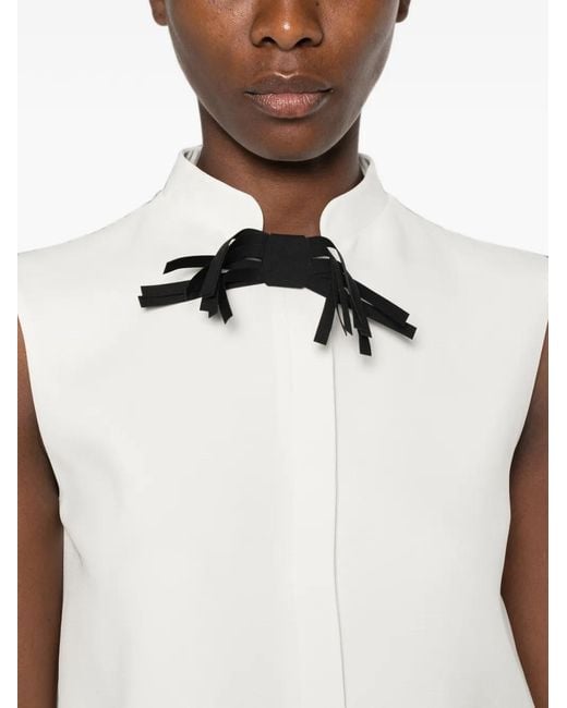 Giorgio Armani White Bow-Detail Sleeveless Shirt