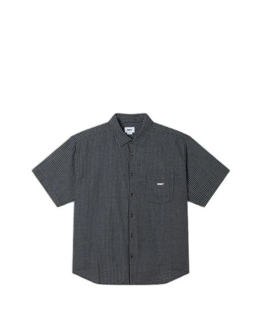 Obey Gray Bigwig Frank Gingham Short-Sleeve Shirt for men