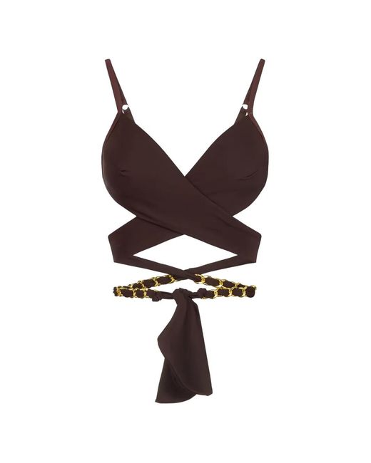 Elisabetta Franchi Brown Bra With Jewel Chain