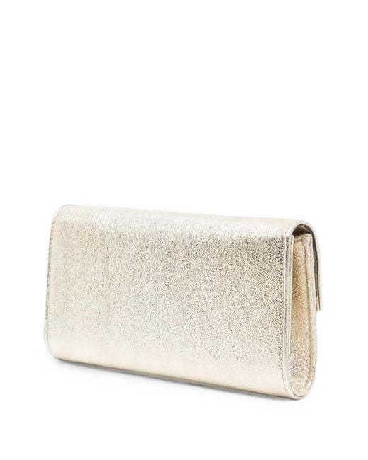 Jimmy Choo Natural Glitter-Effect Envelope Wallet