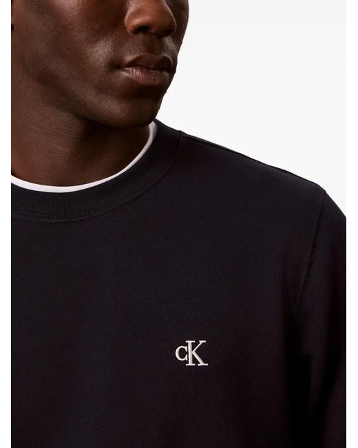 Calvin Klein Blue Logo-Embroidered Sweatshirt for men